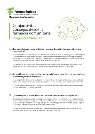 Conjuntivitis, consejos desde la farmacia comunitaria - Farmacéuticos